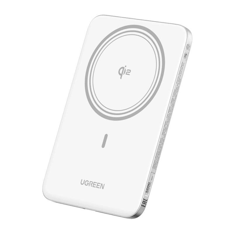 Bežična vanjska baterija UGREEN PB580 (95931B), 5000mAh, 20W, PD + FQI, 1 x QI - 1 x USB-C, Bijela