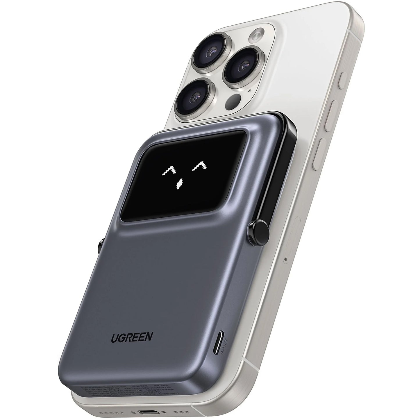 Vanjska bežična baterija UGREEN PB571 Uno, 5000mAh, 20W, PD + FQI, 1 x QI - 1 x USB-C, Siva