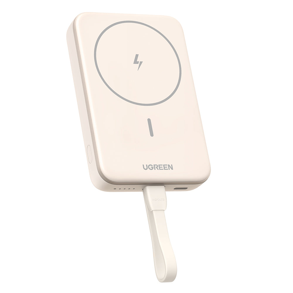 Vanjska bežična baterija UGREEN PB760, 10000mAh, 20W, PD + FQI, 1 x QI - 1 x USB-C, Bež