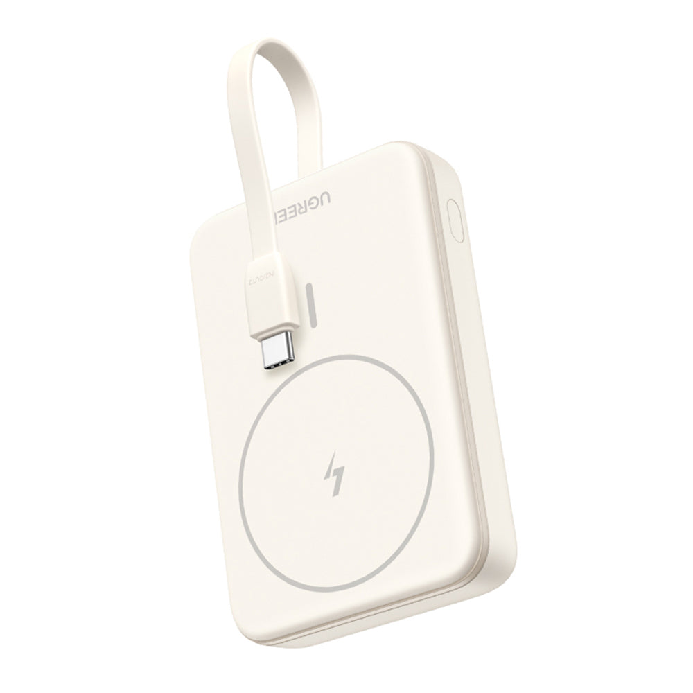 Vanjska bežična baterija UGREEN PB760, 10000mAh, 20W, PD + FQI, 1 x QI - 1 x USB-C, Bež