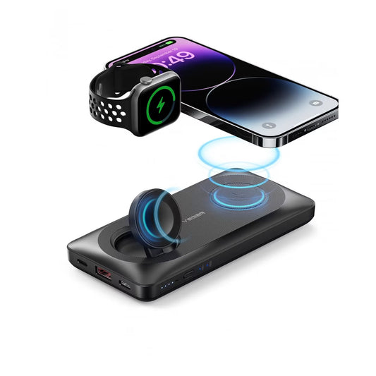 Vanjska bežična baterija Veger MagMulti W1156, 10000mAh, 22.5W, QC + PD + FQI, 2 x QI - 1 x USB-A - 1 x USB-C, Crna