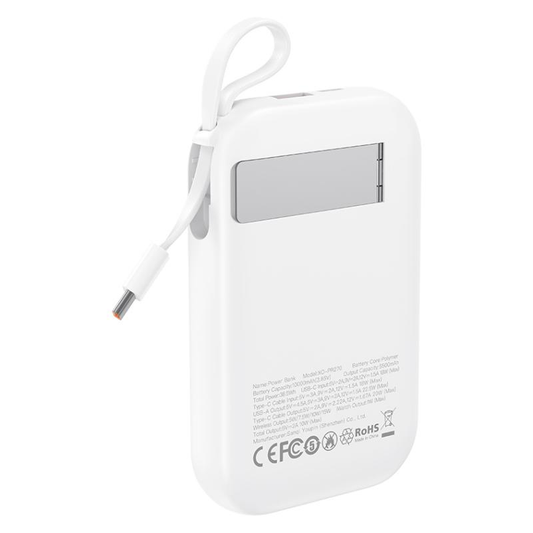 Vanjska baterija Wireless XO Design PR270, 10000mAh, 22.5W, QC + PD + QI, 1 x QI - 1 x USB-A - 1 x USB-C, Bijela