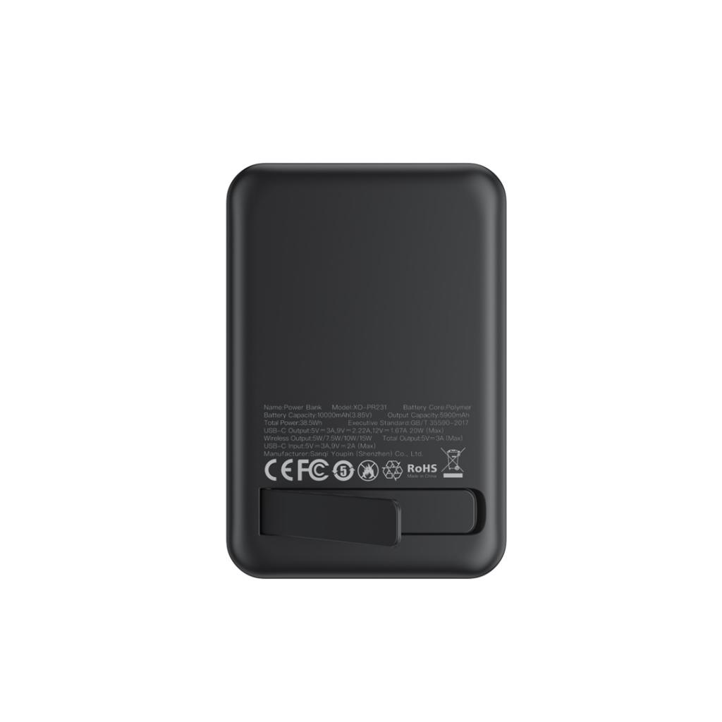 Vanjska baterija Wireless XO Design PR231, 10000mAh, 20W, PD + FQI, 1 x QI - 1 x USB-C, Crna
