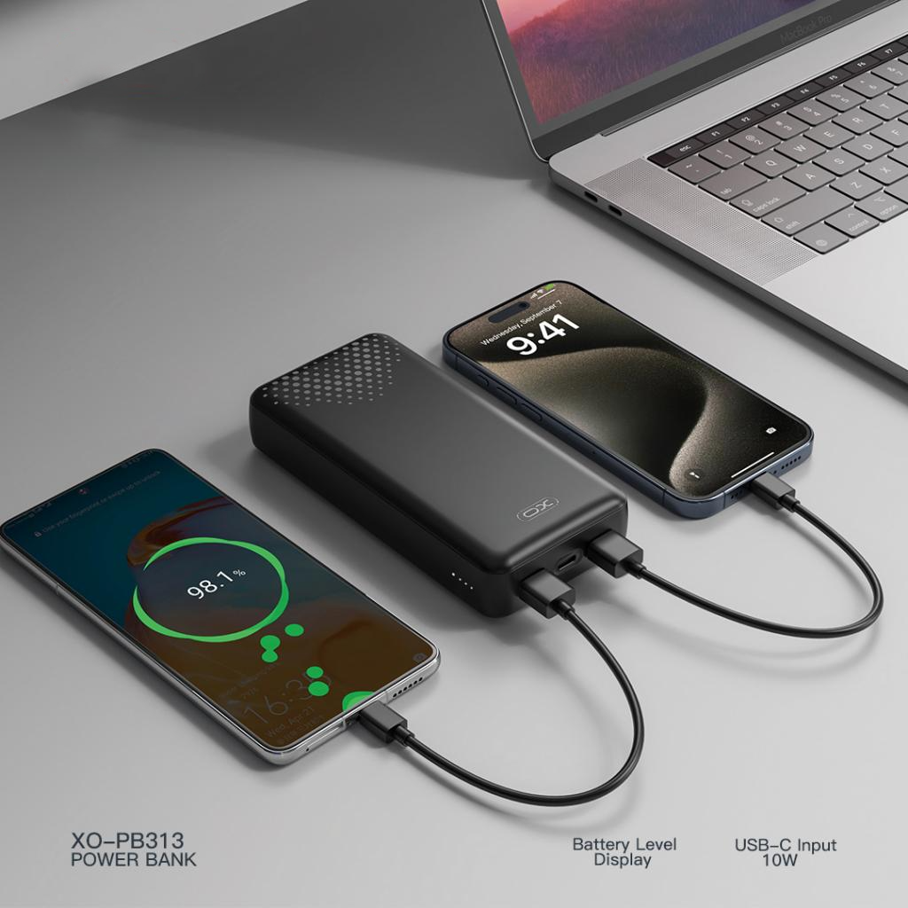 Vanjska baterija XO Design PB313, 20000mAh, 10W, 2 x USB-A, Crna