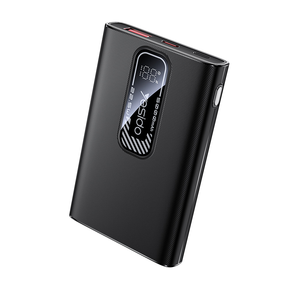 Vanjska baterija Yesido YP92, 5000mAh, 22.5W, QC + PD, 1 x USB-A - 1 x USB-C, Crna