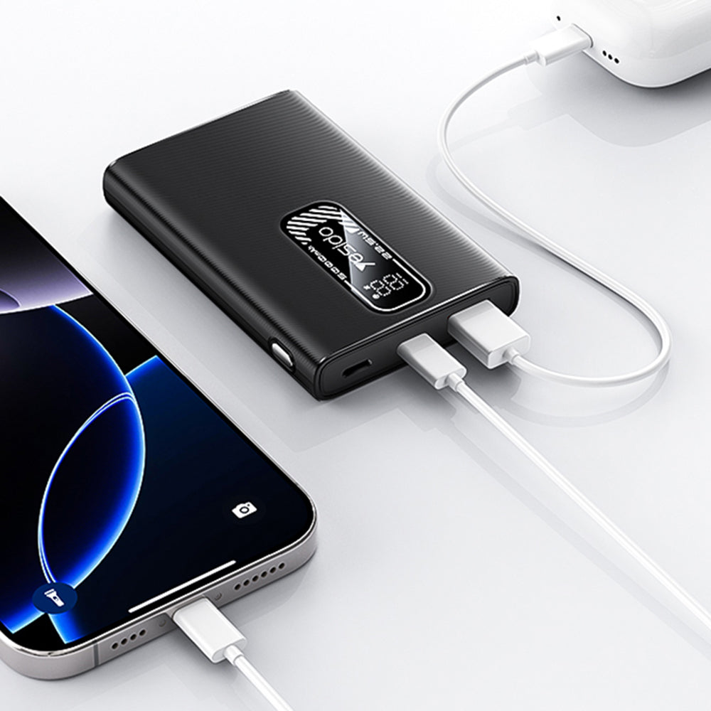 Vanjska baterija Yesido YP92, 5000mAh, 22.5W, QC + PD, 1 x USB-A - 1 x USB-C, Crna