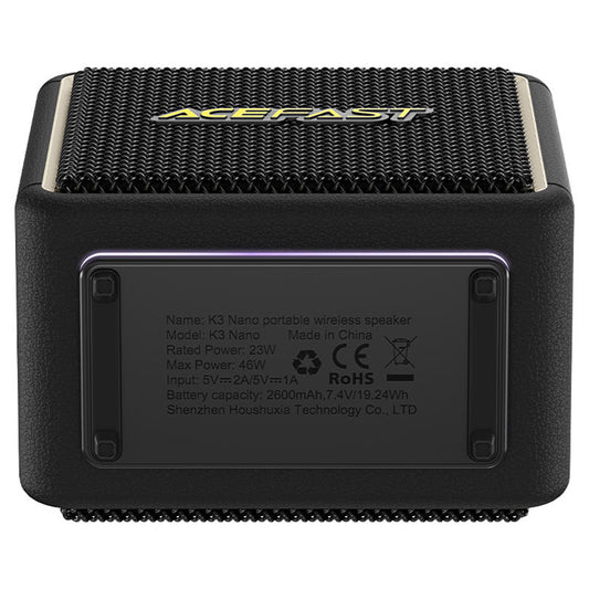 Prijenosni Bluetooth zvučnik Acefast K3 Nano, 1 x 30W - 1 x 16W, RGB, Vodootporan, Crni
