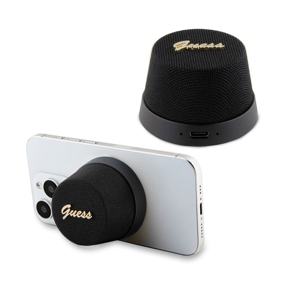 Prijenosni Bluetooth zvučnik Guess Stand Magnetic Script Metal, 3W, Crni