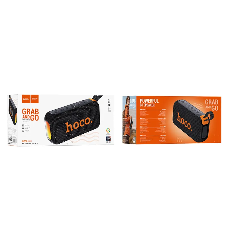 Prijenosni Bluetooth zvučnik HOCO HC32, 2 x 10W, TWS, RGB, Crni