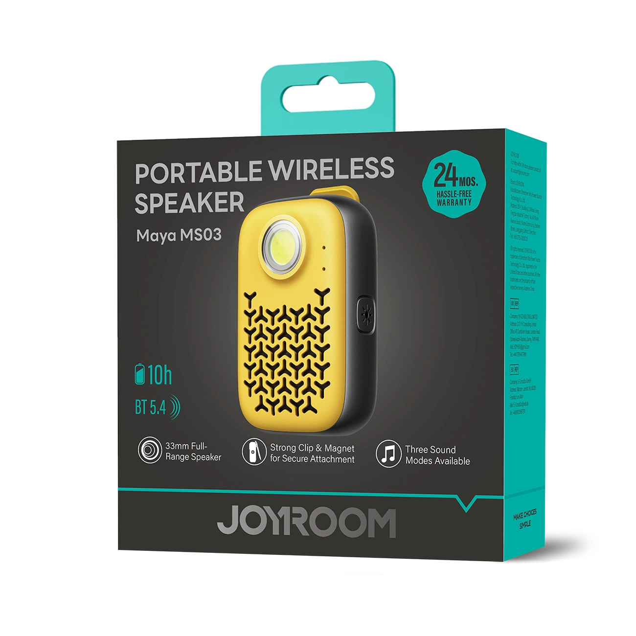 Prijenosni Bluetooth zvučnik Joyroom Maya JR-MS03, 5W, Vodootporan, Žuti