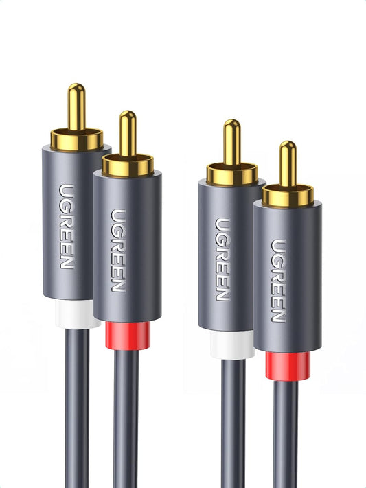 Audio kabel 2 x RCA - 2 x RCA UGREEN AV104, 1.5m, sivi