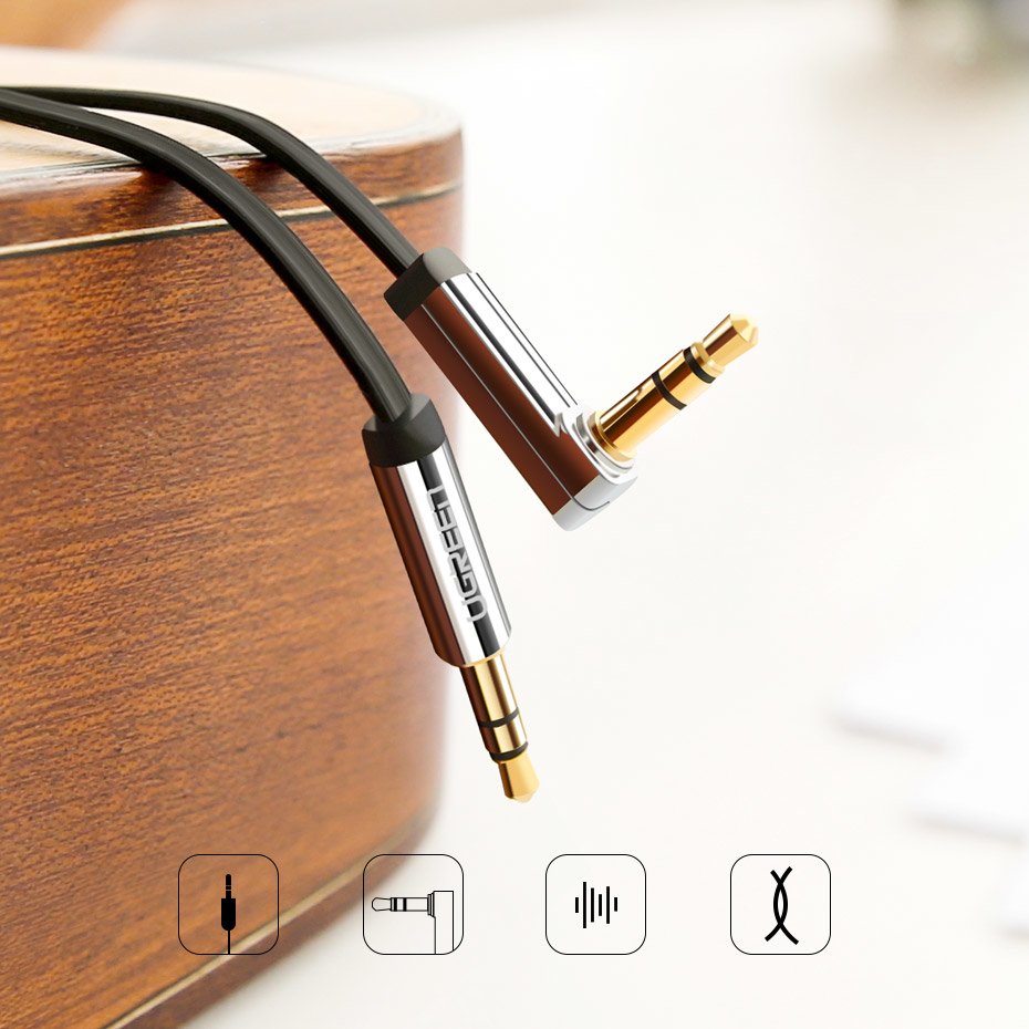Audio kabel 3.5mm - 3.5mm UGREEN AV112 Angled, 1m, Crni