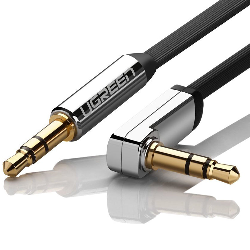 Audio kabel 3.5mm - 3.5mm UGREEN AV112 Angled, 1m, Crni
