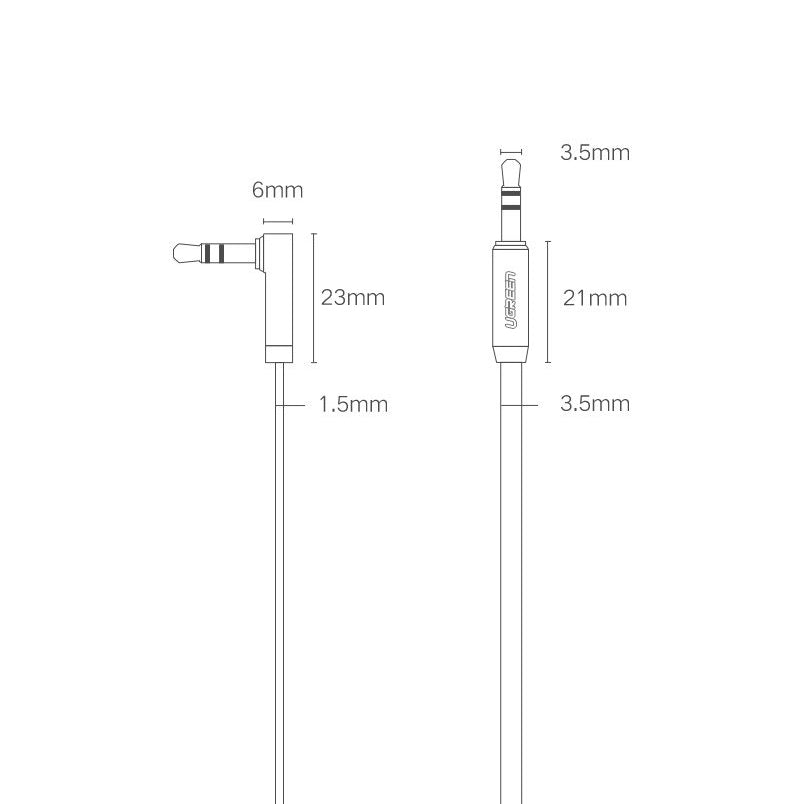 Audio kabel 3.5mm - 3.5mm UGREEN AV112 Angled, 1m, Crni