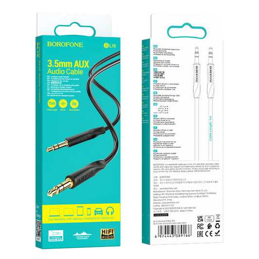 Audio kabel 3.5mm - 3.5mm Borofone BL16, 1m, Crni