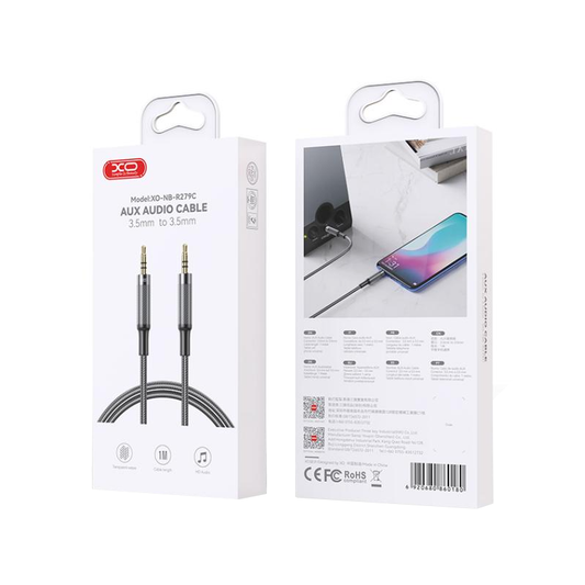 Audio kabel 3.5mm - 3.5mm XO Design NB-R279C, 1m, Crni