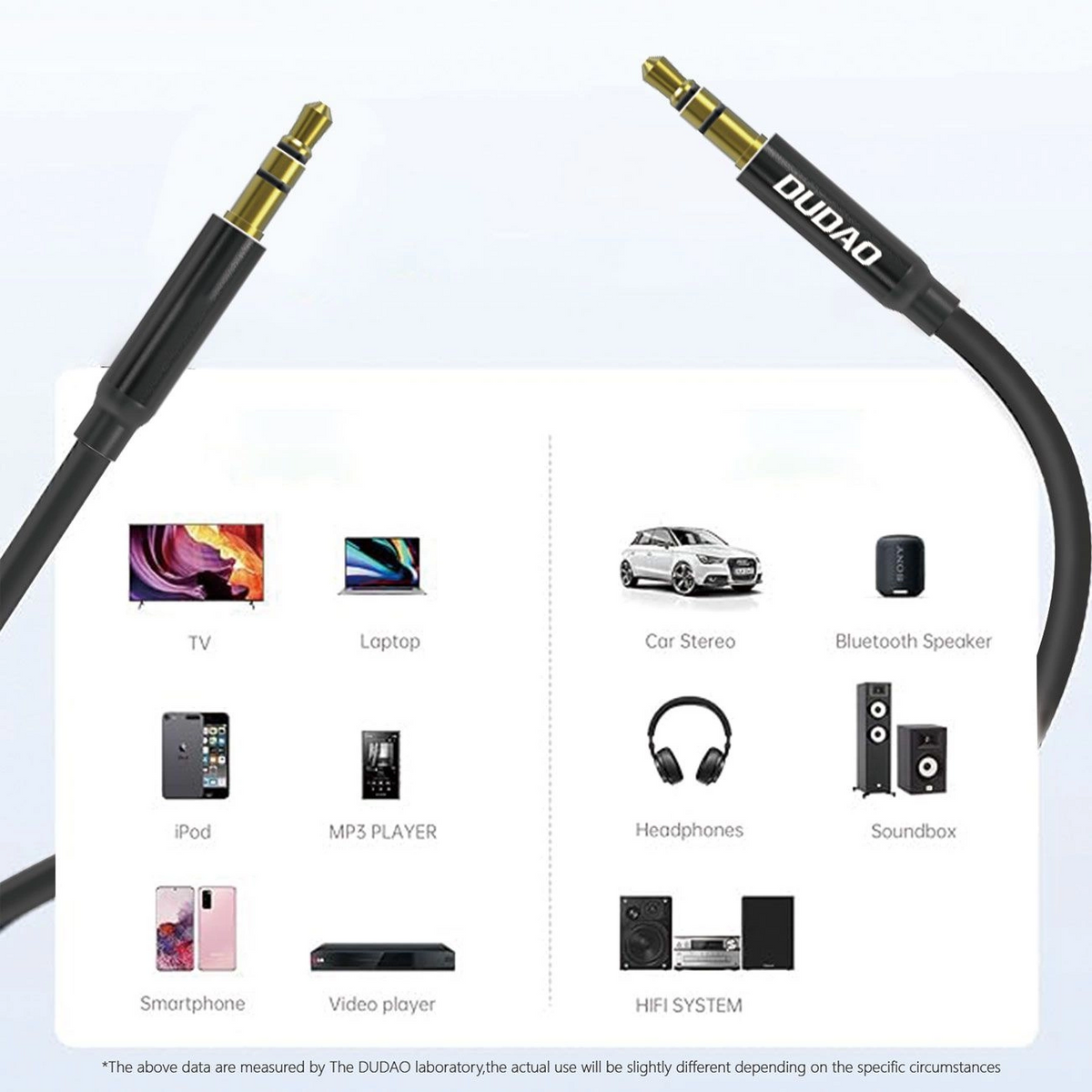 Audio kabel 3.5mm - 3.5mm Dudao L12s, 1m, Crna