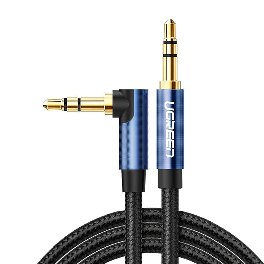 Audio kabel 3.5mm - 3.5mm UGREEN AV112 pod kutom, 1m, plavi