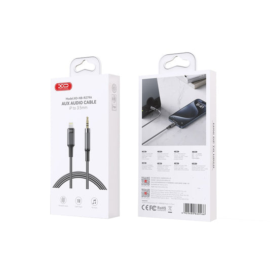 Audio kabel Lightning - 3.5mm XO Design NB-R279A, 1m, Crni