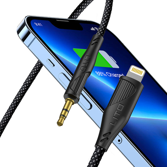 Audio kabel Lightning - 3.5mm Lito LA02, 1m, Crni