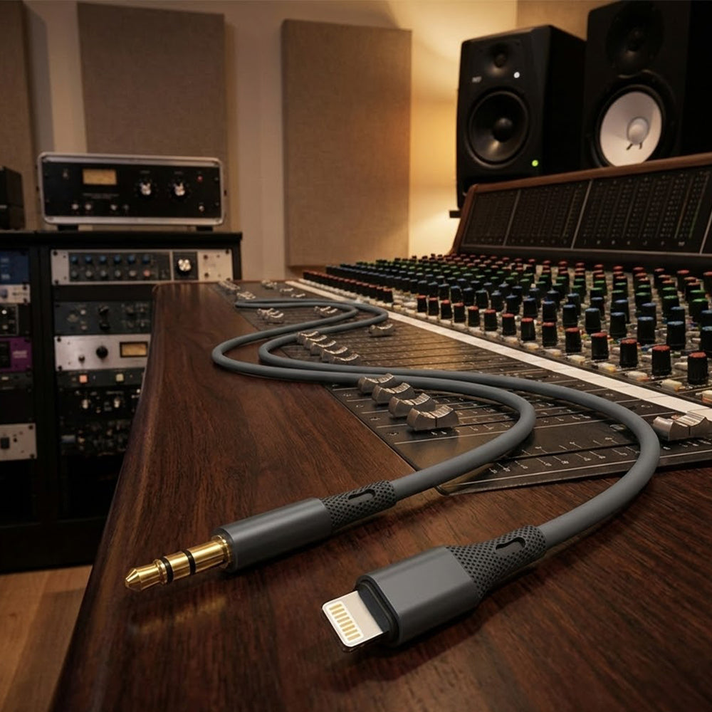 Audio kabel Lightning - 3.5mm Techsuit AC5 SoundFlex, 1m, Sivi