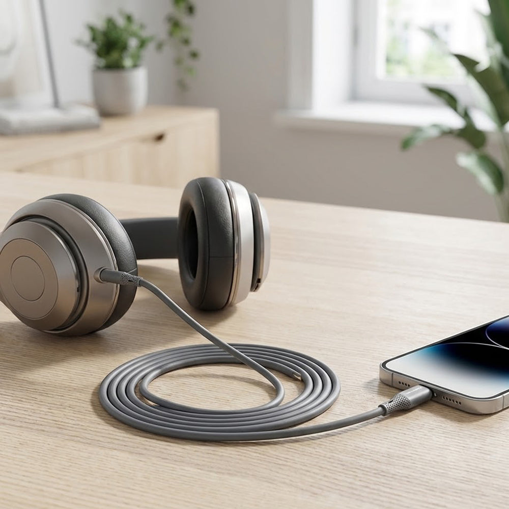 Audio kabel Lightning - 3.5mm Techsuit AC5 SoundFlex, 1m, Sivi