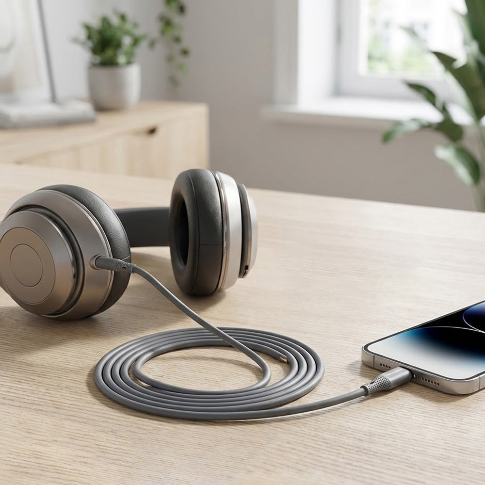 Audio kabel USB-C - 3.5mm Techsuit AC4 SoundFlex, 1m, Sivi