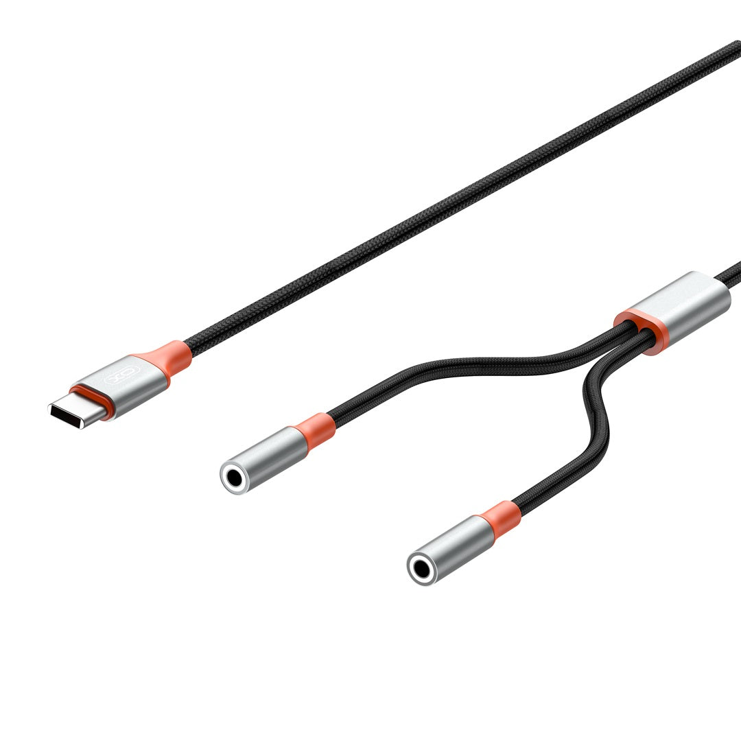 Audio Splitter kabel USB-C - 2 x 3.5mm XO Design NB-R269B 2u1, 1.2m, Crni