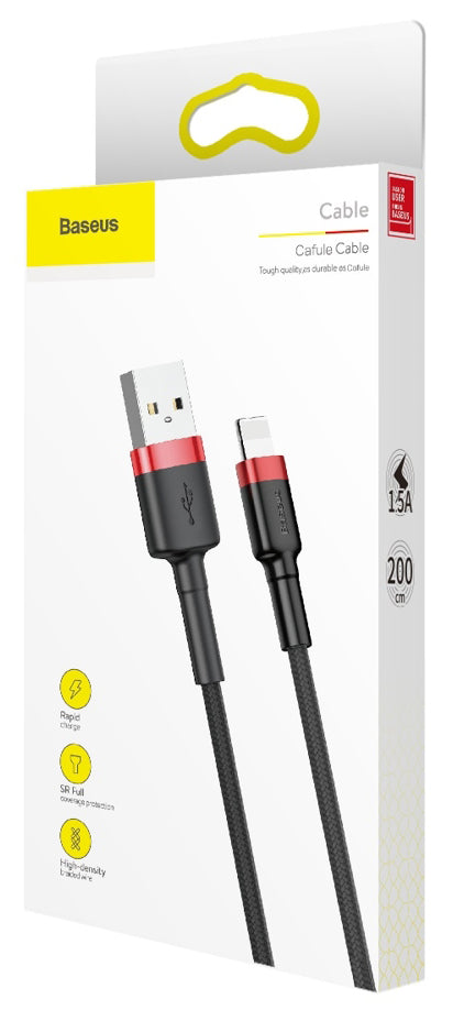 Kabel za podatke i punjenje USB-A - Lightning Baseus Cafule, 18W, 2m, Crveni CALKLF-C19