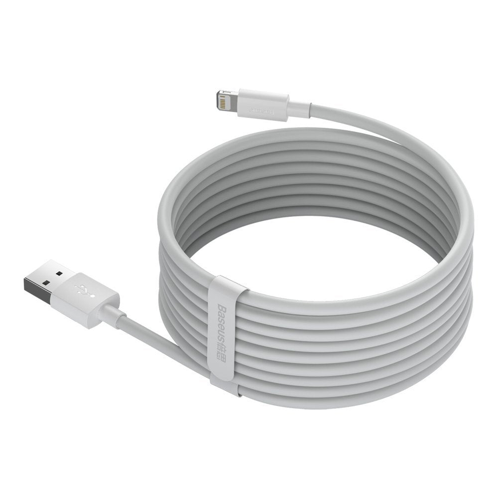 Kabel za Prijenos Podataka i Punjenje USB-A - Lightning Baseus Simple Wisdom, 18W, 1.5m, Set od 2 komada, Bijeli TZCALZJ-02