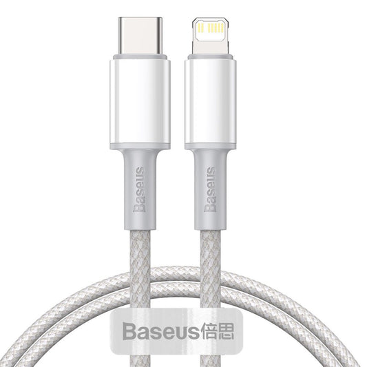 Kabel za Prijenos Podataka i Punjenje USB-C - Lightning Baseus High Density Braided, 20W, 1m, Bijeli CATLGD-02