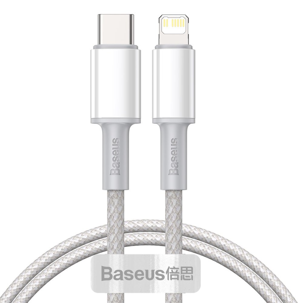 Kabel za Prijenos Podataka i Punjenje USB-C - Lightning Baseus High Density Braided, 20W, 2m, Bijeli CATLGD-A02