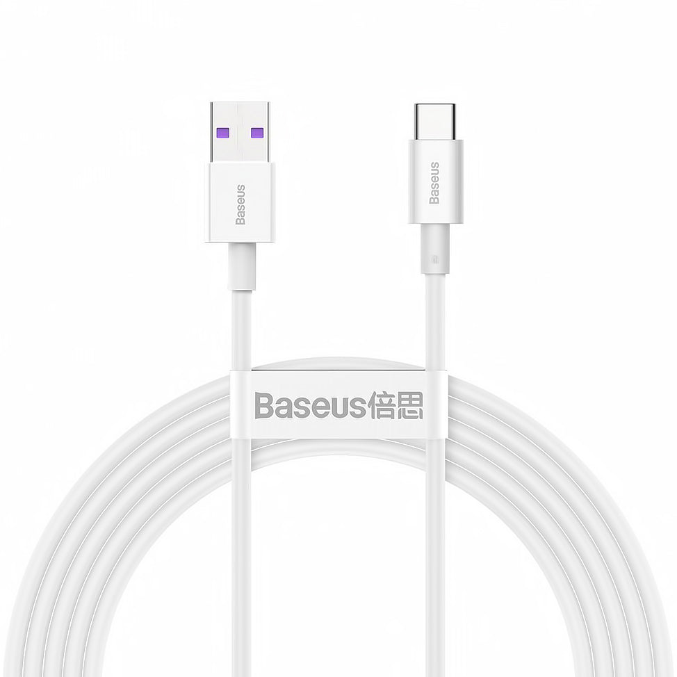 Kabel za Prijenos Podataka i Punjenje USB-A - USB-C Baseus Superior Series, 66W, 2m, Bijeli CATYS-A02