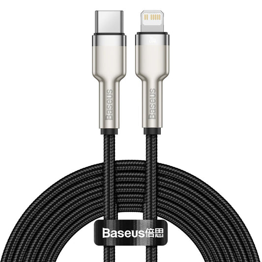 Kabel za podatke i punjenje USB-C - Lightning Baseus Cafule Metal Series, 20W, 2m, Crni CATLJK-B01