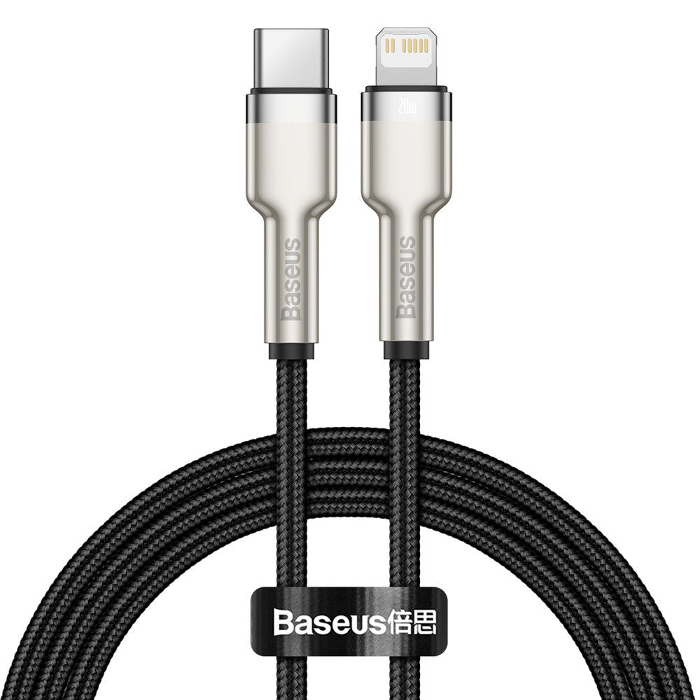 Kabel za Prijenos Podataka i Punjenje USB-C - Lightning Baseus Cafule Metal Series, 20W, 1m, Crni CATLJK-A01