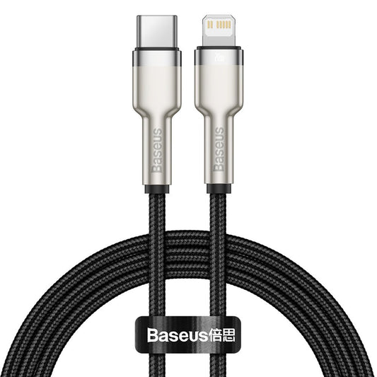 Kabel za Prijenos Podataka i Punjenje USB-C - Lightning Baseus Cafule Metal Series, 20W, 1m, Crni CATLJK-A01
