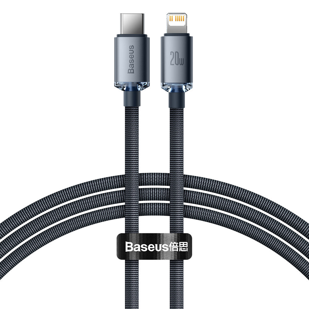Kabel za Prijenos Podataka i Punjenje USB-C - Lightning Baseus Crystal Shine Series, 20W, 1.2m, Crni CAJY000201