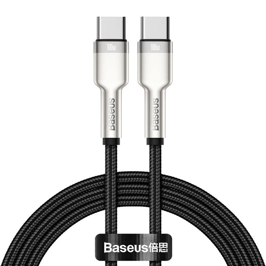 Kabel za Prijenos Podataka i Punjenje USB-C - USB-C Baseus Cafule Metal Series, 100W, 1m, Crni CATJK-C01