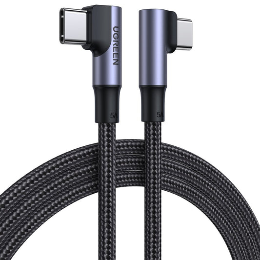 Kabel za Prijenos Podataka i Punjenje USB-C - USB-C UGREEN US335 Angled, 100W, 1m, Crni