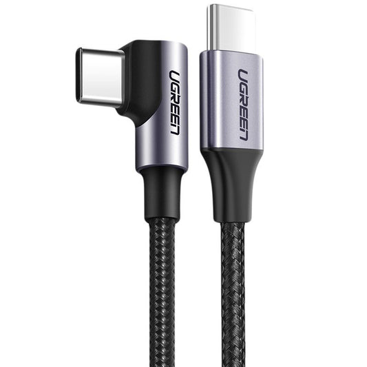Kabel za Prijenos Podataka i Punjenje USB-C - USB-C UGREEN US255 Angled, 60W, 2m, Sivi