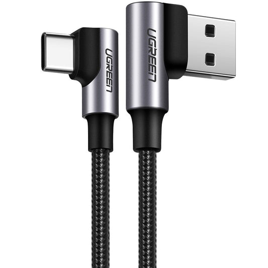 Kabel za Prijenos Podataka i Punjenje USB-A - USB-C UGREEN US255 Angled, 60W, 1m, Sivi