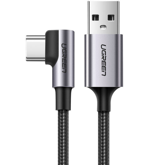 Kabel za Prijenos Podataka i Punjenje USB-A - USB-C UGREEN US284 Angled, 60W, 3m, Sivi