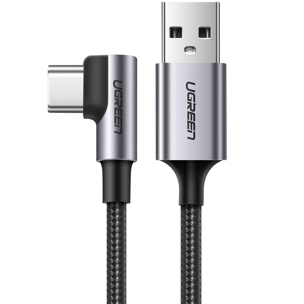 Kabel za podatke i punjenje USB-A - USB-C UGREEN US284 Angled, 18W, 1m, Sivi