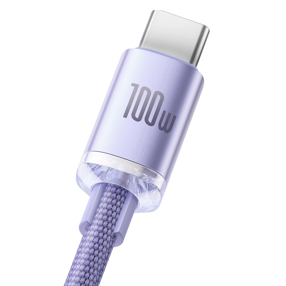 Kabel za podatke i punjenje USB-A - USB-C Baseus Crystal Shine Series, 100W, 2m, Ljubičasti CAJY000505