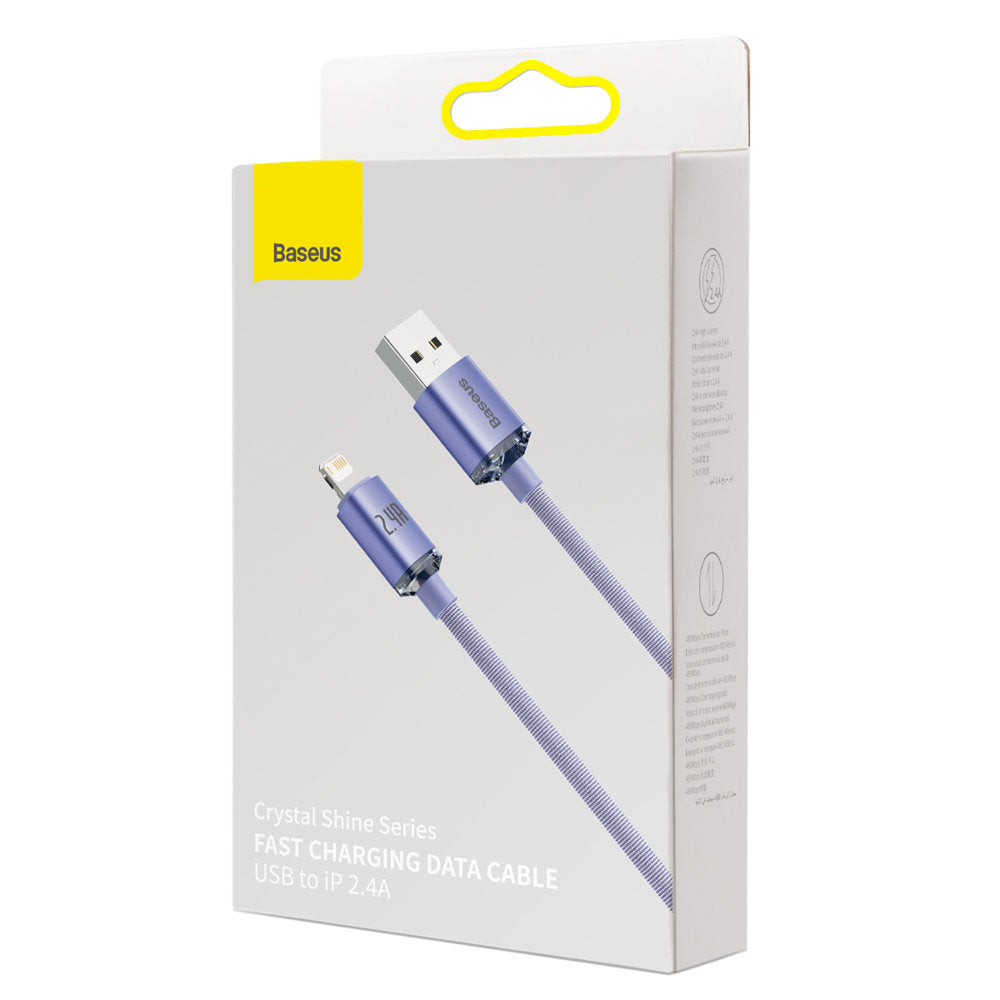 Kabel za Prijenos Podataka i Punjenje USB-A - Lightning Baseus Crystal Shine serija, 18W, 1.2m, Ljubičasti CAJY000005