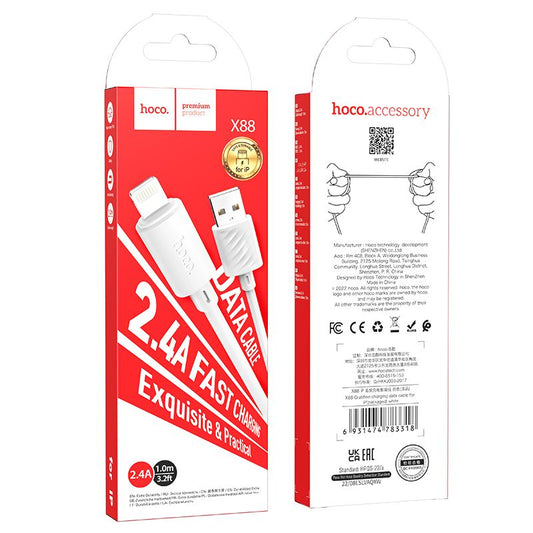 Kabel za Prijenos Podataka i Punjenje USB-A - Lightning HOCO X88, 18W, 1m, Bijeli