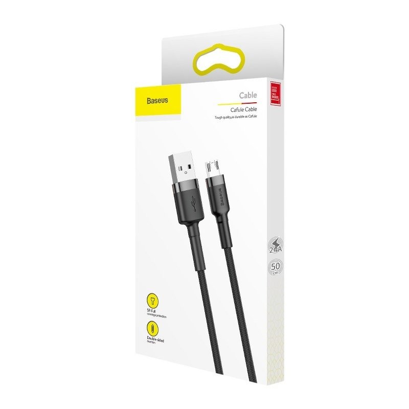 Kabel za podatke i punjenje USB-A - microUSB Baseus Cafule, 18W, 0.5m, Sivi CAMKLF-AG1