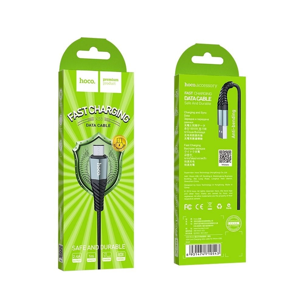 Kabel za Prijenos Podataka i Punjenje USB-A - microUSB HOCO X38 Cool, 18W, 1m, Crni