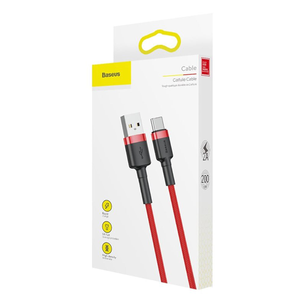 Kabel za Prijenos Podataka i Punjenje USB-A - USB-C Baseus Cafule, 18W, 2m, Crveni CATKLF-C09