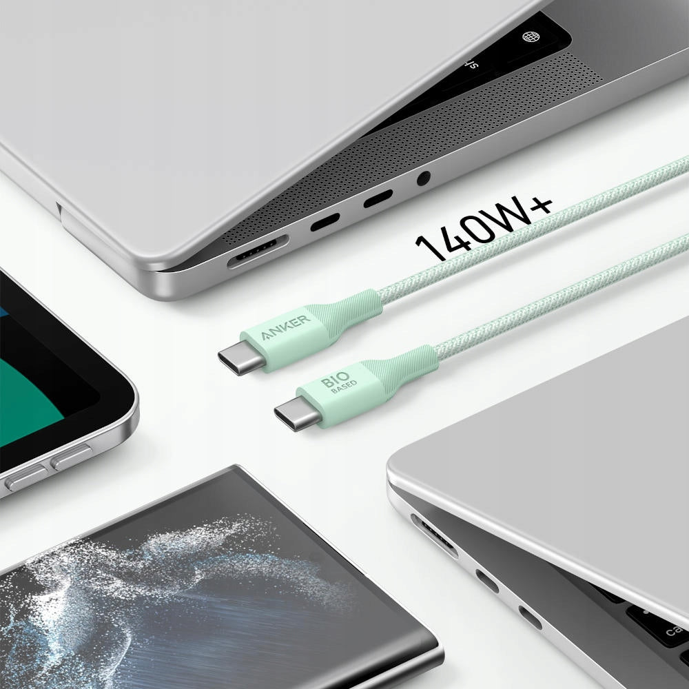 Kabel za prijenos podataka i punjenje USB-C - USB-C Anker 544, 140W, 1.8m, Zeleni A80F6H61